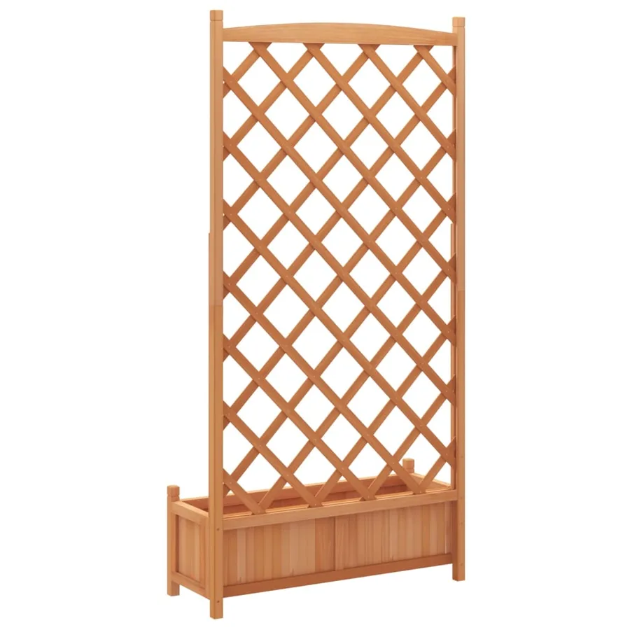 Jardinière avec treillis marron bois massif de sapin - 6