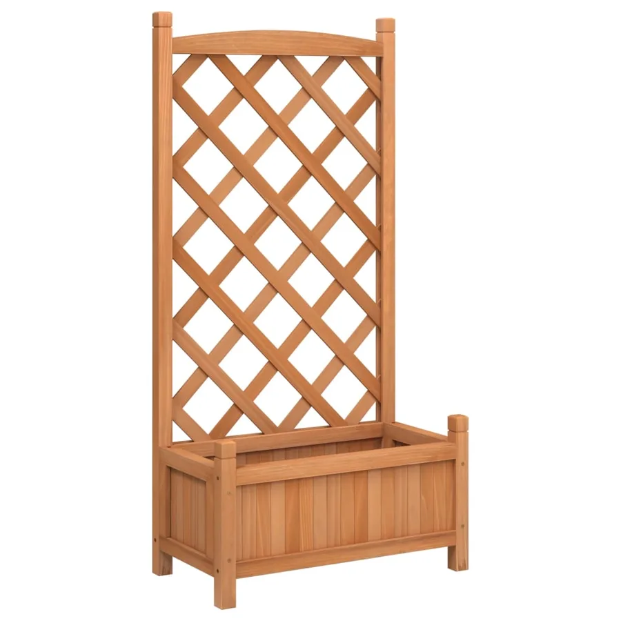 Jardinière avec treillis marron bois massif de sapin - 2