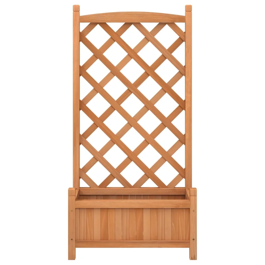 Jardinière avec treillis marron bois massif de sapin - 4
