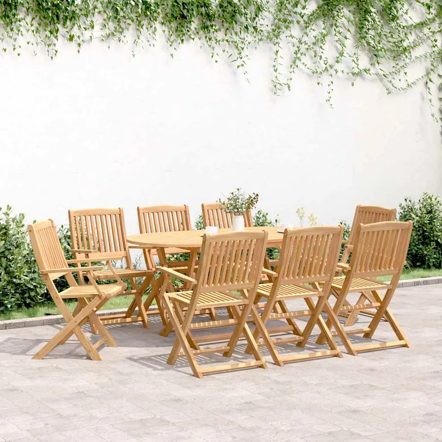 Ensemble à manger de jardin 9 pcs bois d'acacia solide