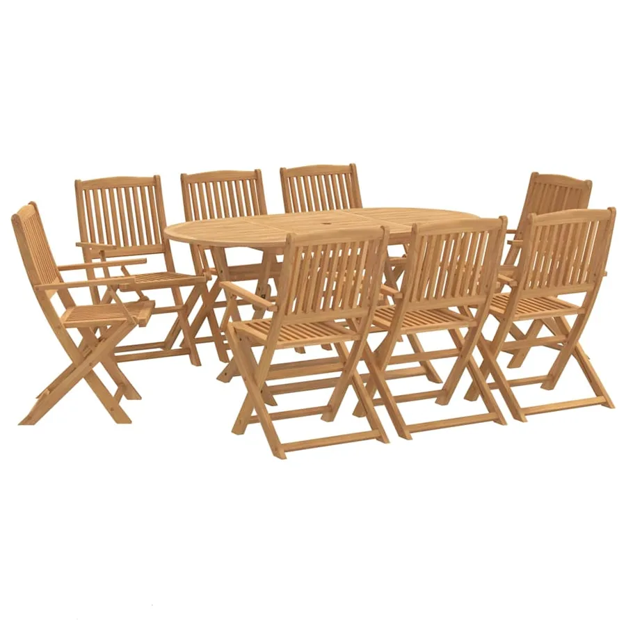 Ensemble à manger de jardin 9 pcs bois d'acacia solide - 2