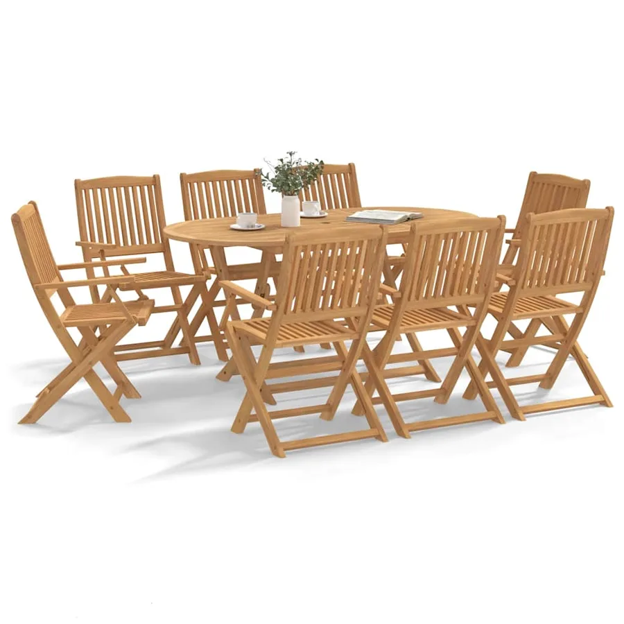 Ensemble à manger de jardin 9 pcs bois d'acacia solide - 3
