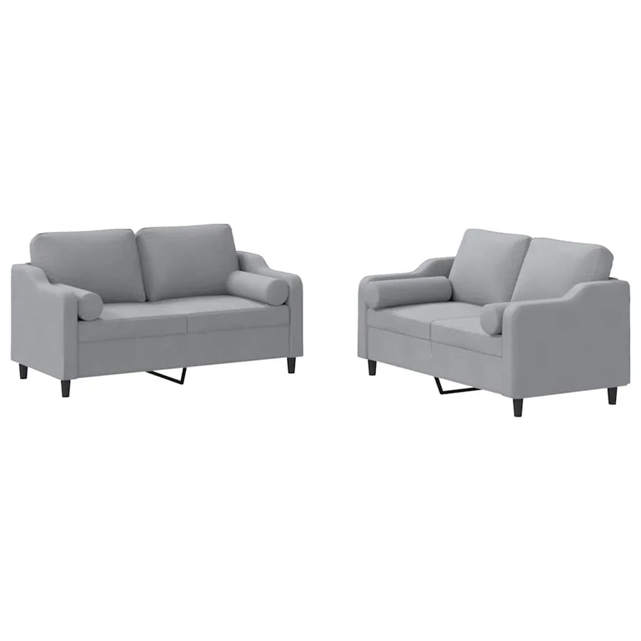 Ensemble de canapés 2 pcs coussins gris clair tissu - 2