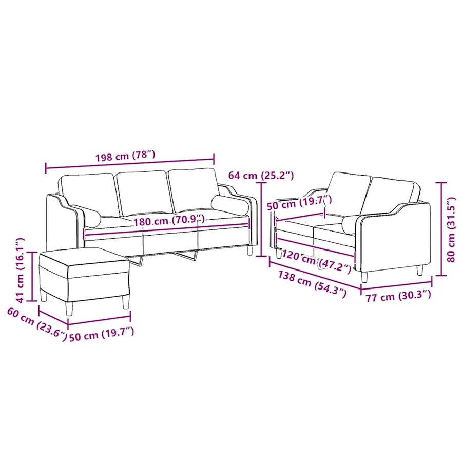 Ensemble de canapés 3 pcs coussins gris clair tissu - 10