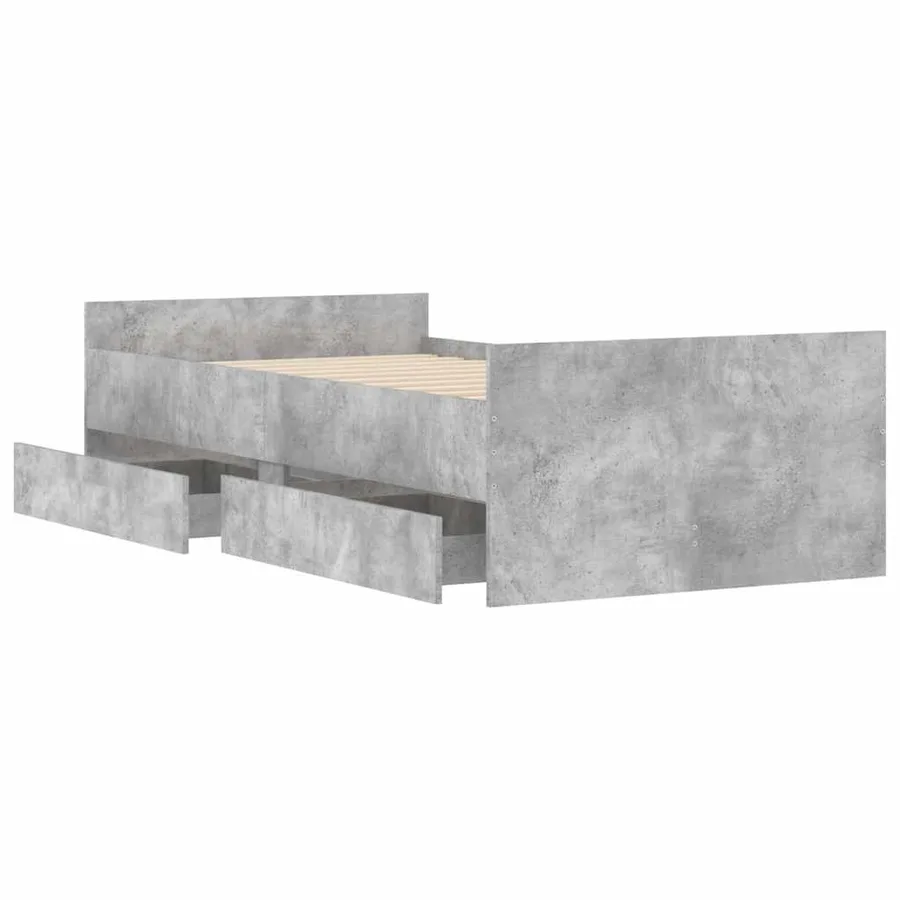 Cadre de lit avec tiroirs sans matelas gris béton 90x190 cm - 5