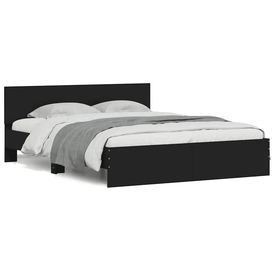 Cadre de lit sans matelas noir 140x190 cm - 2