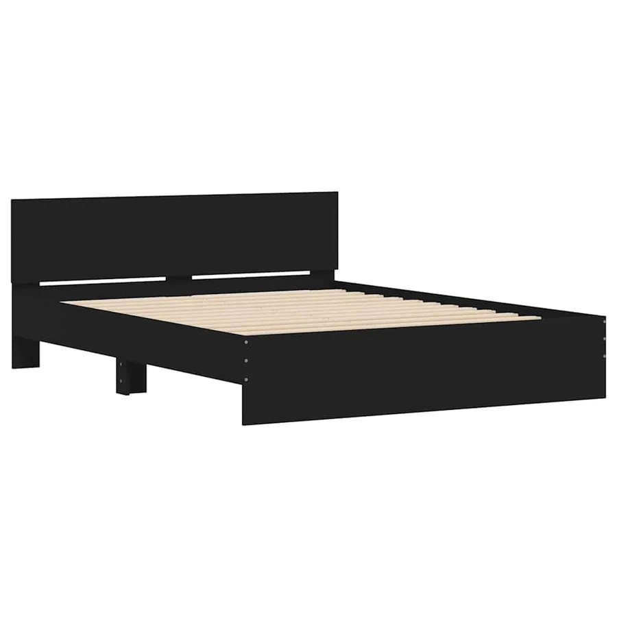 Cadre de lit sans matelas noir 140x190 cm - 4