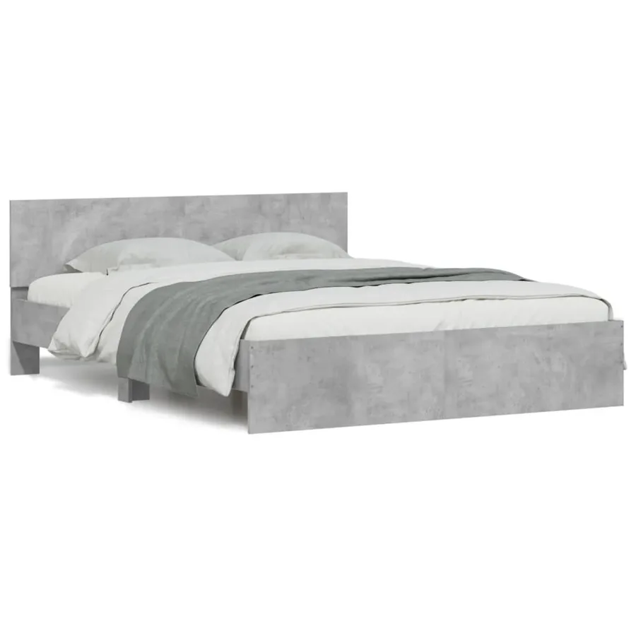 Cadre de lit sans matelas gris béton 140x190 cm - 2