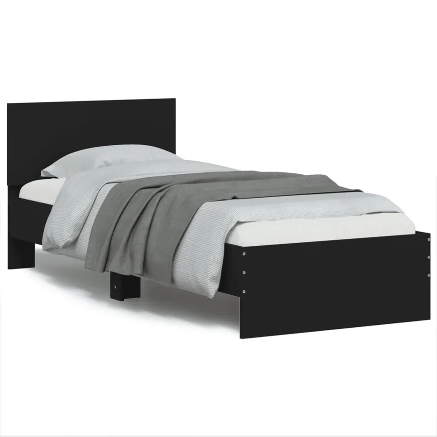 Cadre de lit sans matelas avec tête de lit noir 90x190 cm - 2