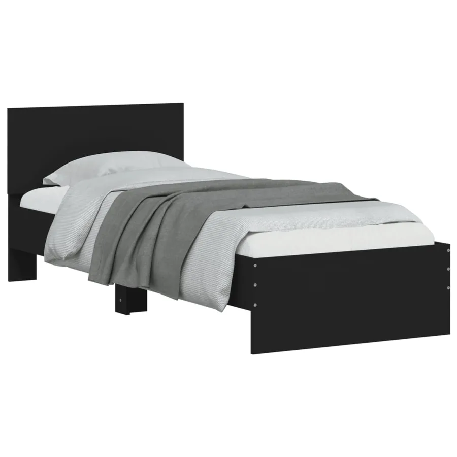 Cadre de lit sans matelas avec tête de lit noir 90x190 cm - 4