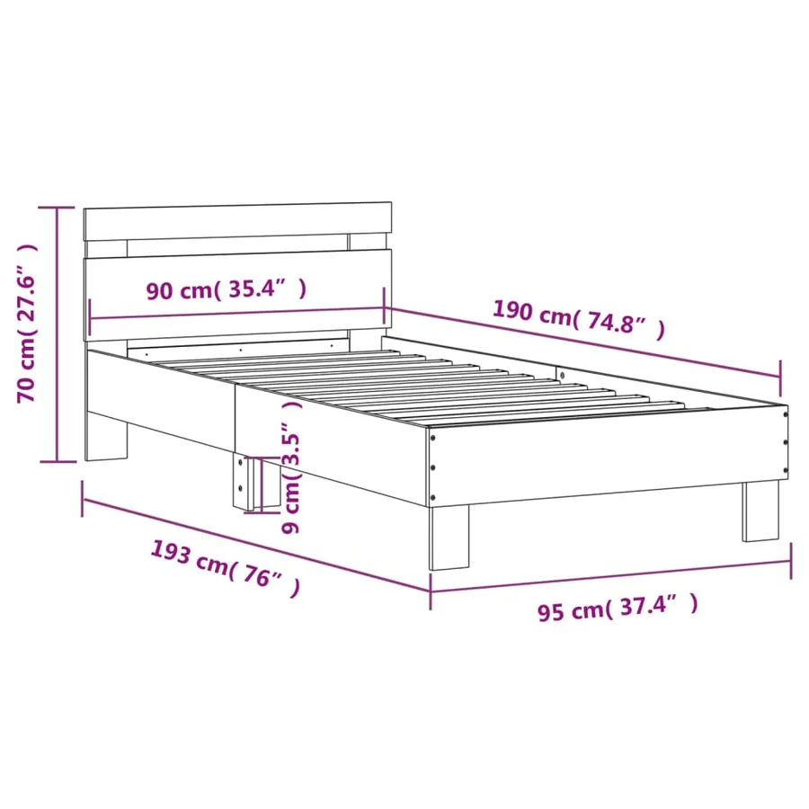 Cadre de lit sans matelas avec lumières LED 90x190 cm - 15