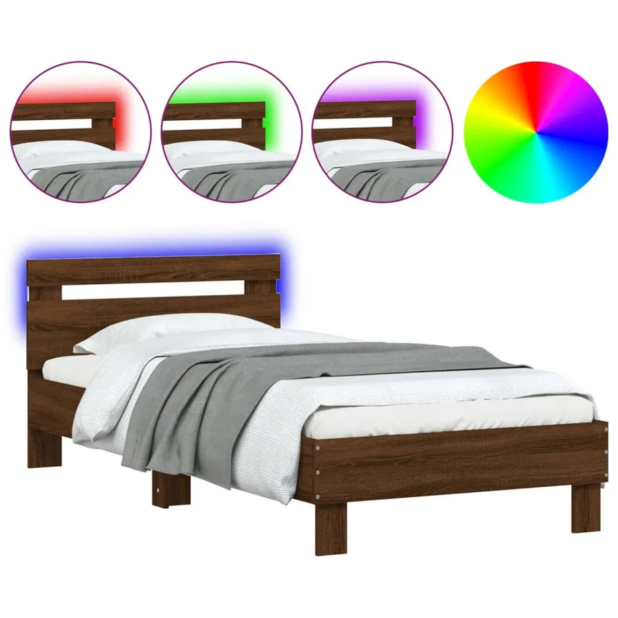 Cadre de lit sans matelas avec lumières LED 90x200 cm - 2