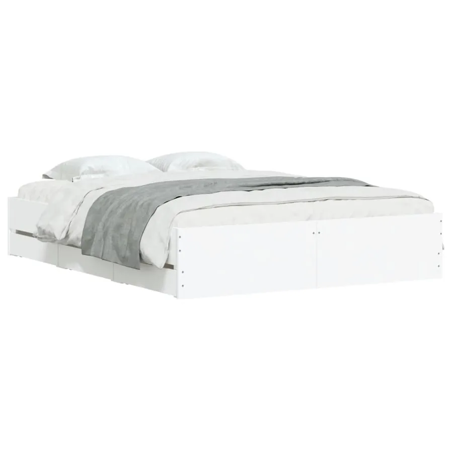 Cadre de lit avec tiroirs sans matelas blanc 140x190 cm - 3