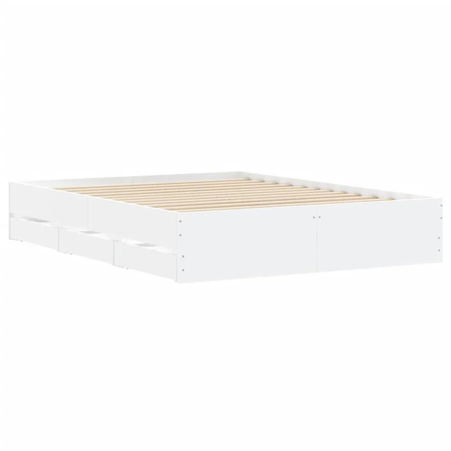 Cadre de lit avec tiroirs sans matelas blanc 140x190 cm - 4