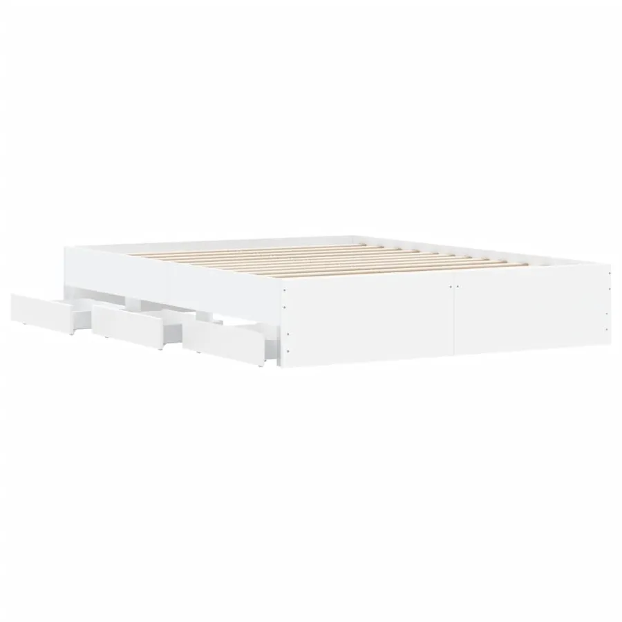 Cadre de lit avec tiroirs sans matelas blanc 140x190 cm - 5