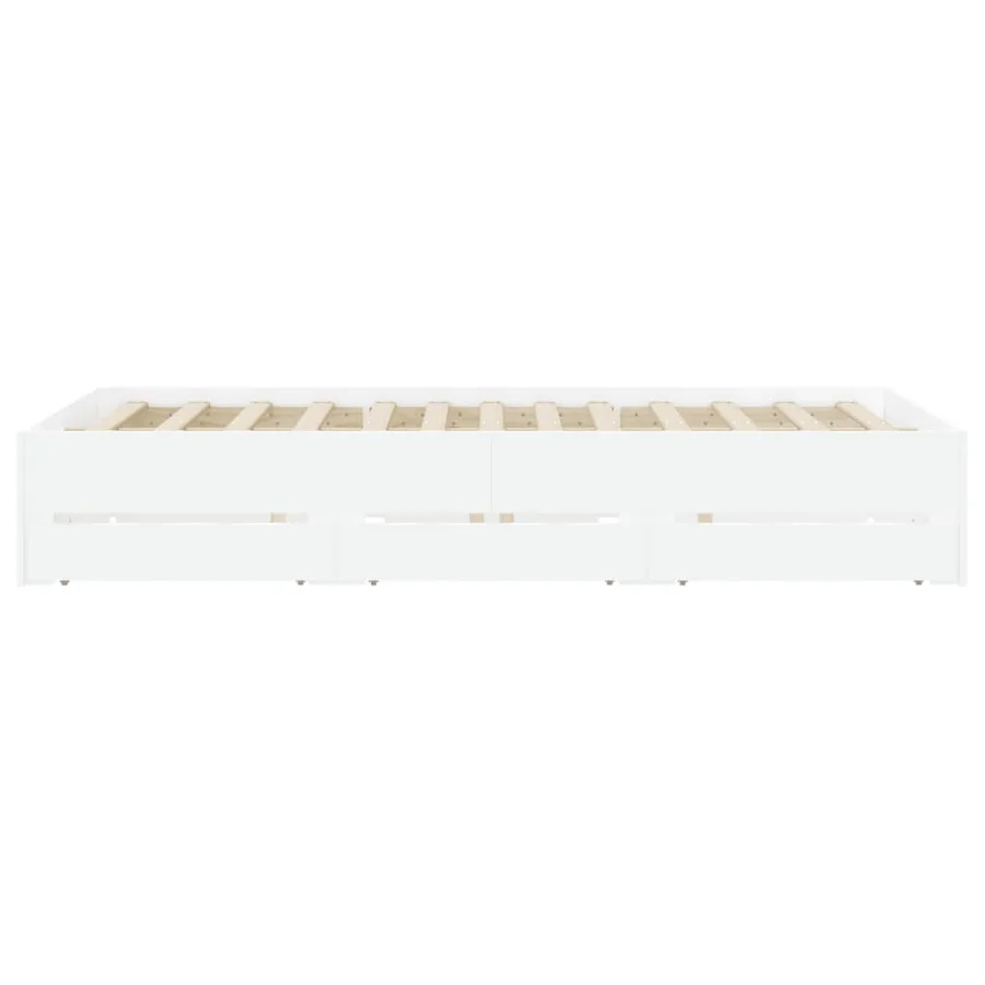 Cadre de lit avec tiroirs sans matelas blanc 140x190 cm - 7