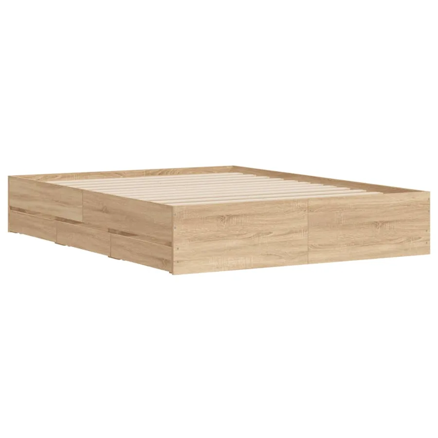 Cadre de lit avec tiroirs sans matelas chêne sonoma 140x190 cm - 4