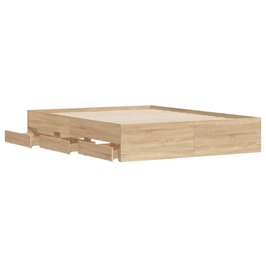 Cadre de lit avec tiroirs sans matelas chêne sonoma 140x190 cm - 5