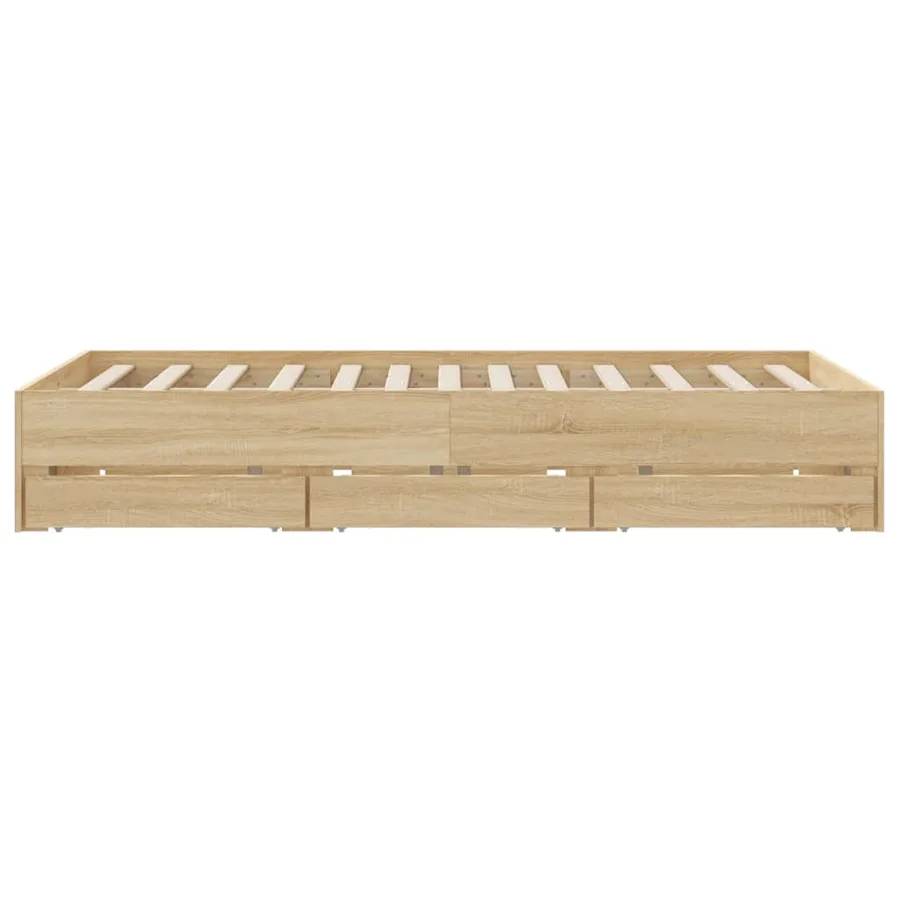 Cadre de lit avec tiroirs sans matelas chêne sonoma 140x190 cm - 7