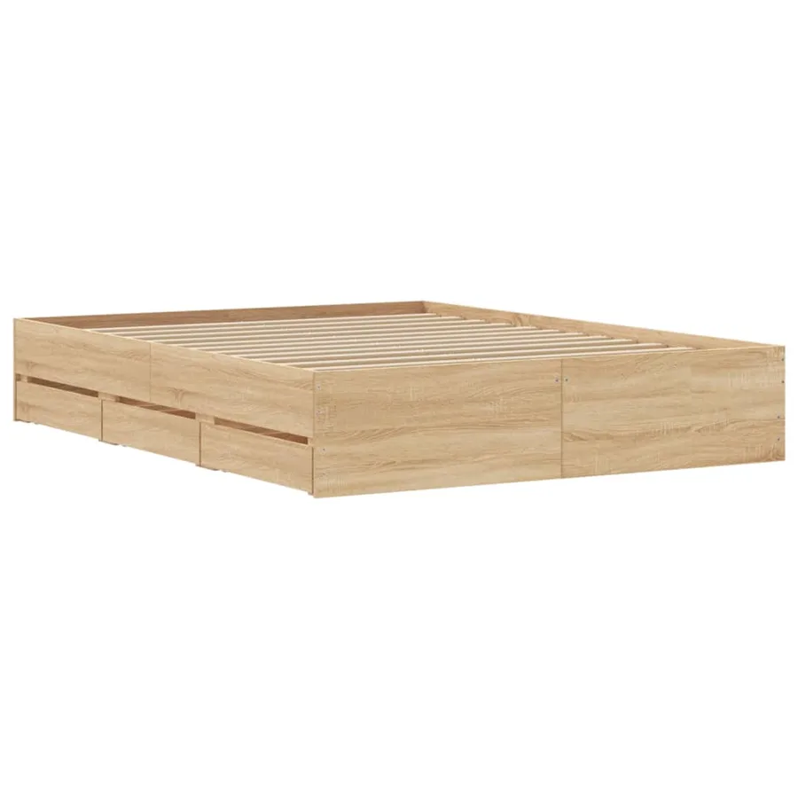 Cadre de lit avec tiroirs sans matelas chêne sonoma 140x190 cm - 8
