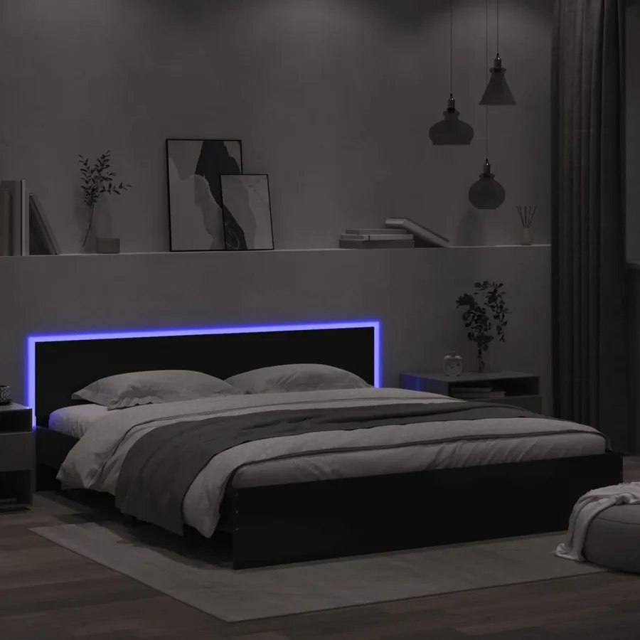 Cadre de lit avec LED sans matelas noir 180x200 cm - 4