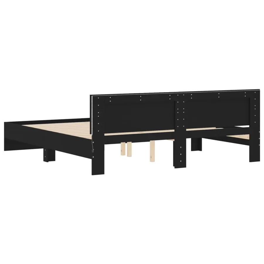 Cadre de lit avec LED sans matelas noir 180x200 cm - 9