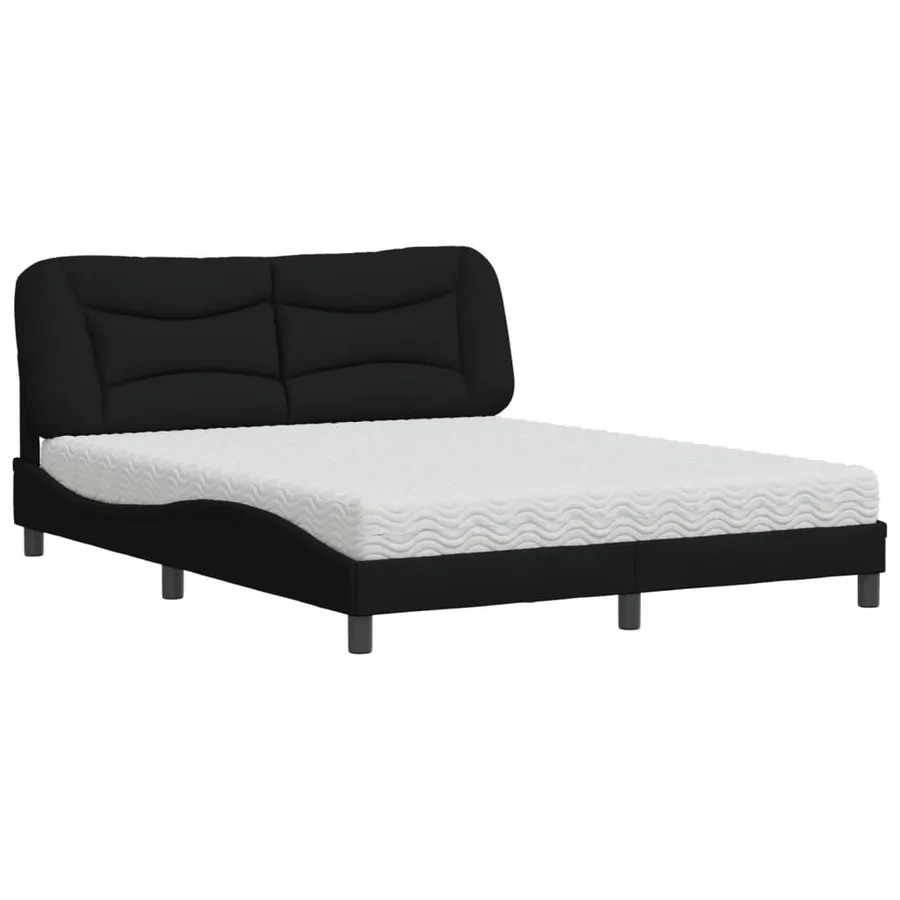 Lit avec matelas Hvar noir 160x200 cm tissu - 2