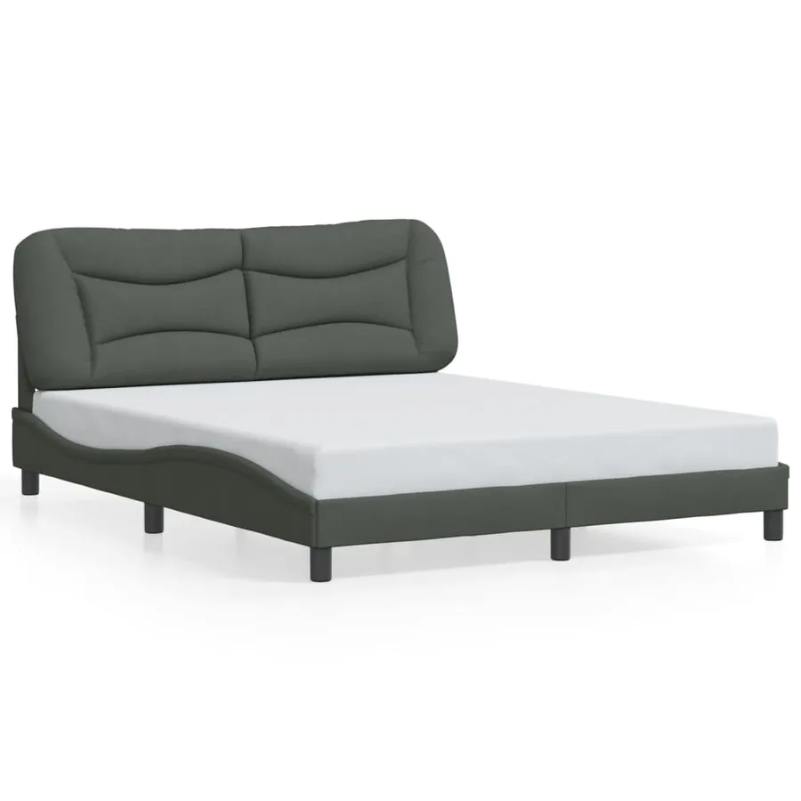 Cadre de lit avec LED sans matelas Hvar gris foncé 160x200 cm tissu - 5