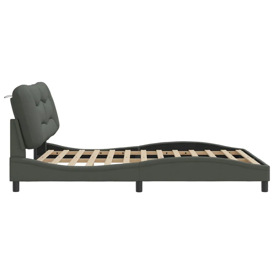 Cadre de lit avec LED sans matelas Hvar gris foncé 160x200 cm tissu - 8