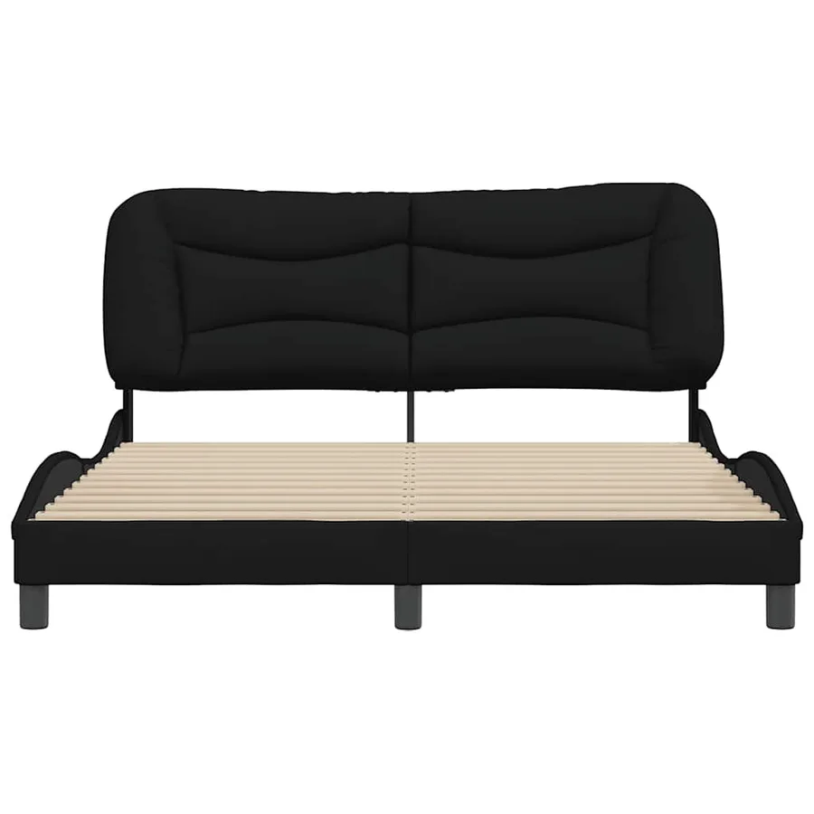 Cadre de lit sans matelas Hvar noir 160x200 cm tissu - 4