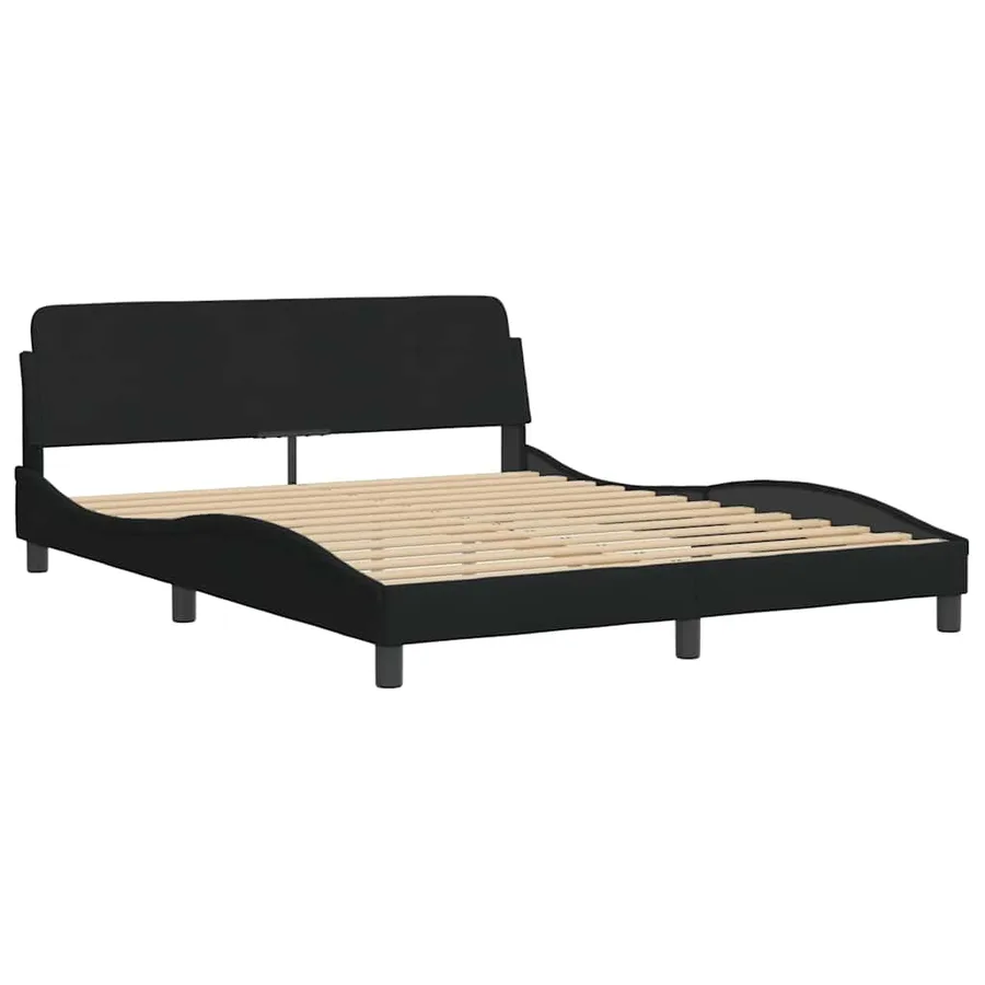 Cadre de lit sans matelas Hvar noir 160x200 cm tissu - 7