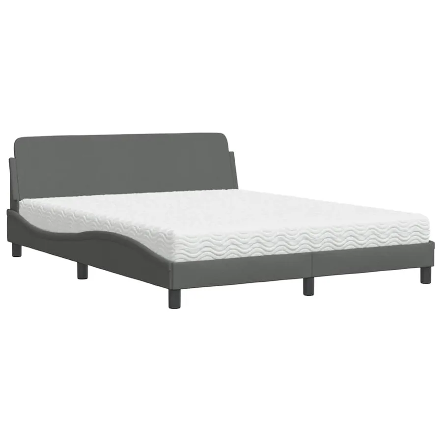 Lit avec matelas Dover gris foncé 160x200 cm tissu - 2