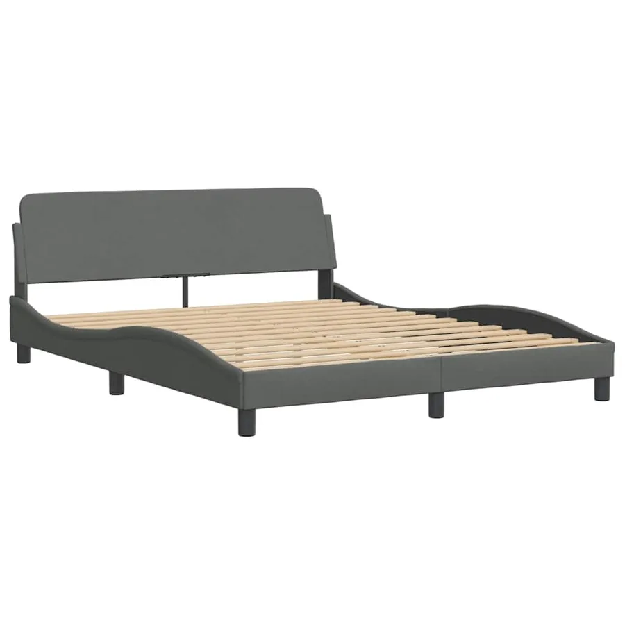Lit avec matelas Dover gris foncé 160x200 cm tissu - 4