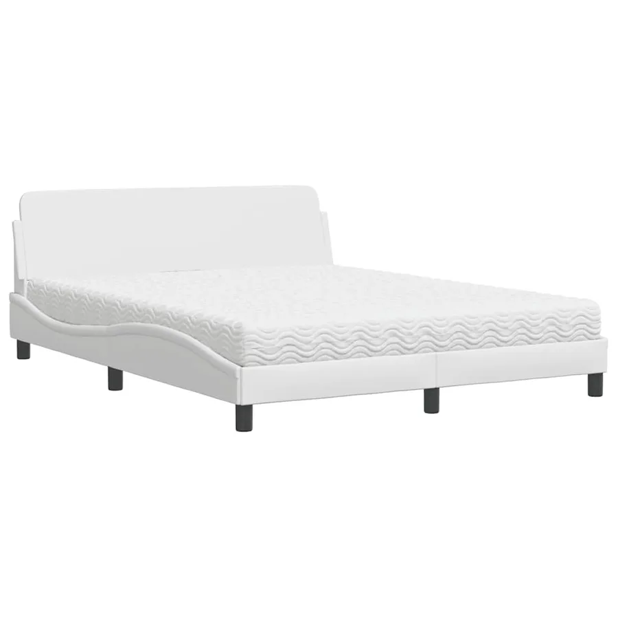 Lit avec matelas Dover blanc 160x200 cm similicuir - 2