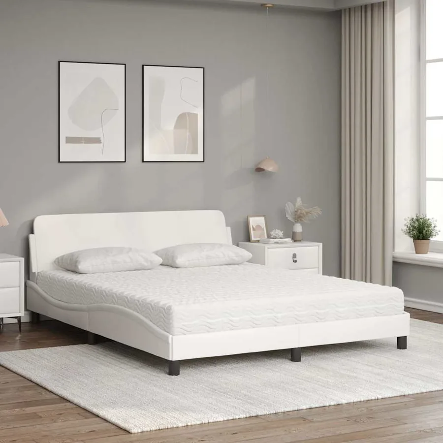 Lit avec matelas Dover blanc 160x200 cm similicuir - 3