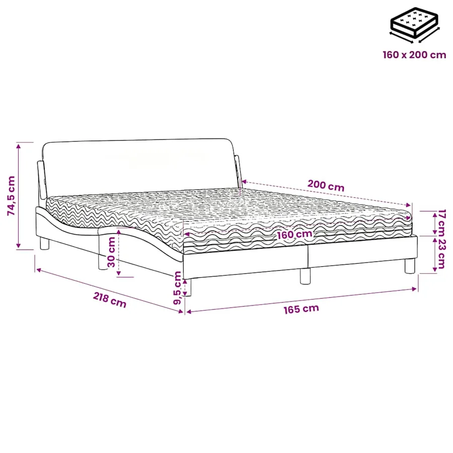 Lit avec matelas Dover blanc 160x200 cm similicuir - 9