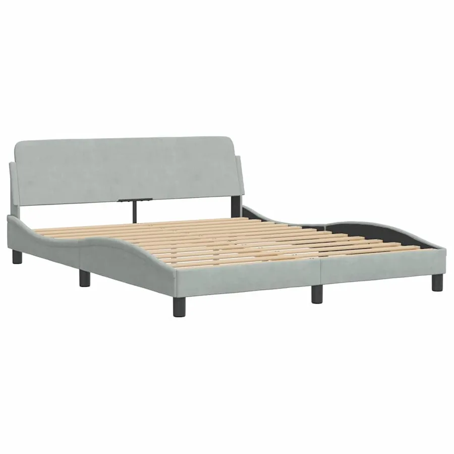 Lit avec matelas Dover gris clair 160x200 cm velours - 4