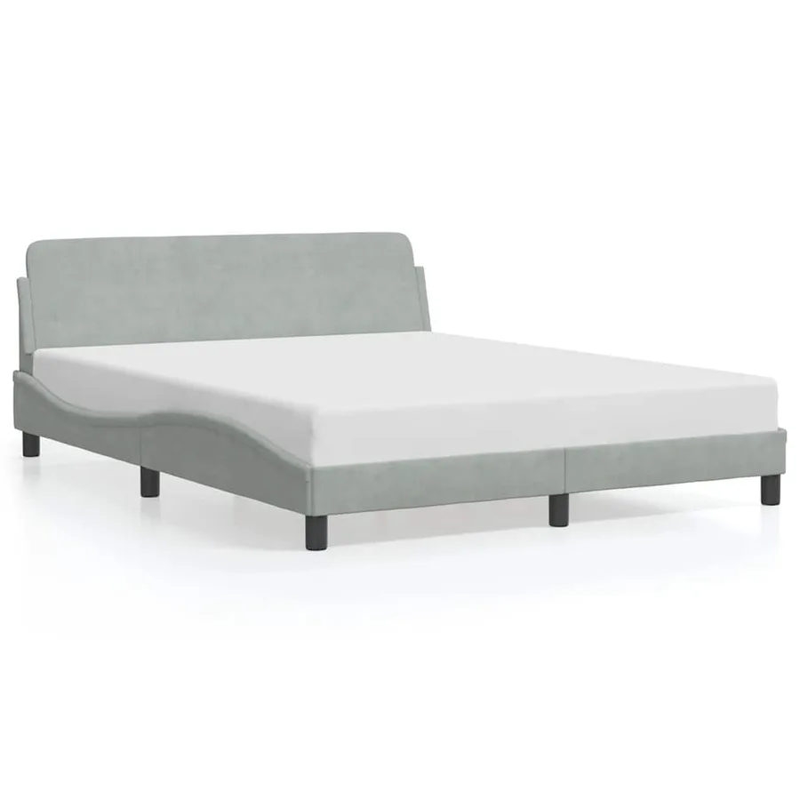 Cadre de lit Dover gris clair 160x200 cm velours - 2