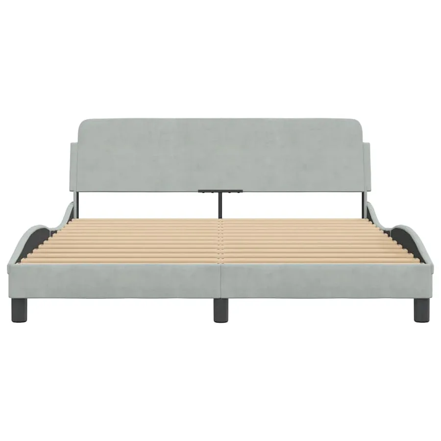 Cadre de lit Dover gris clair 160x200 cm velours - 4