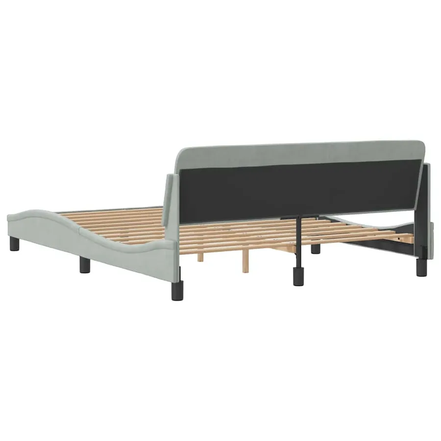 Cadre de lit Dover gris clair 160x200 cm velours - 6