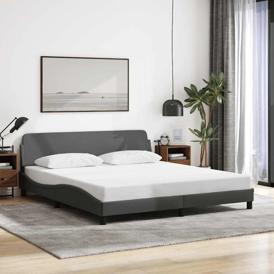 Cadre de lit Dover gris foncé 160x200 cm tissu