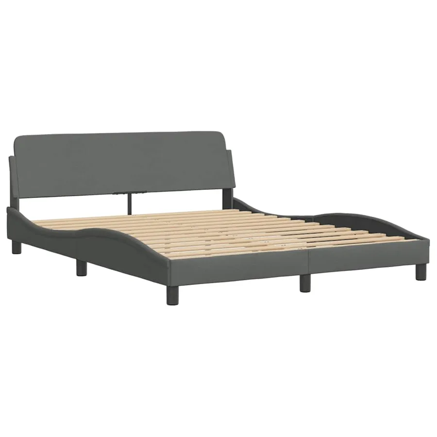 Cadre de lit Dover gris foncé 160x200 cm tissu - 3