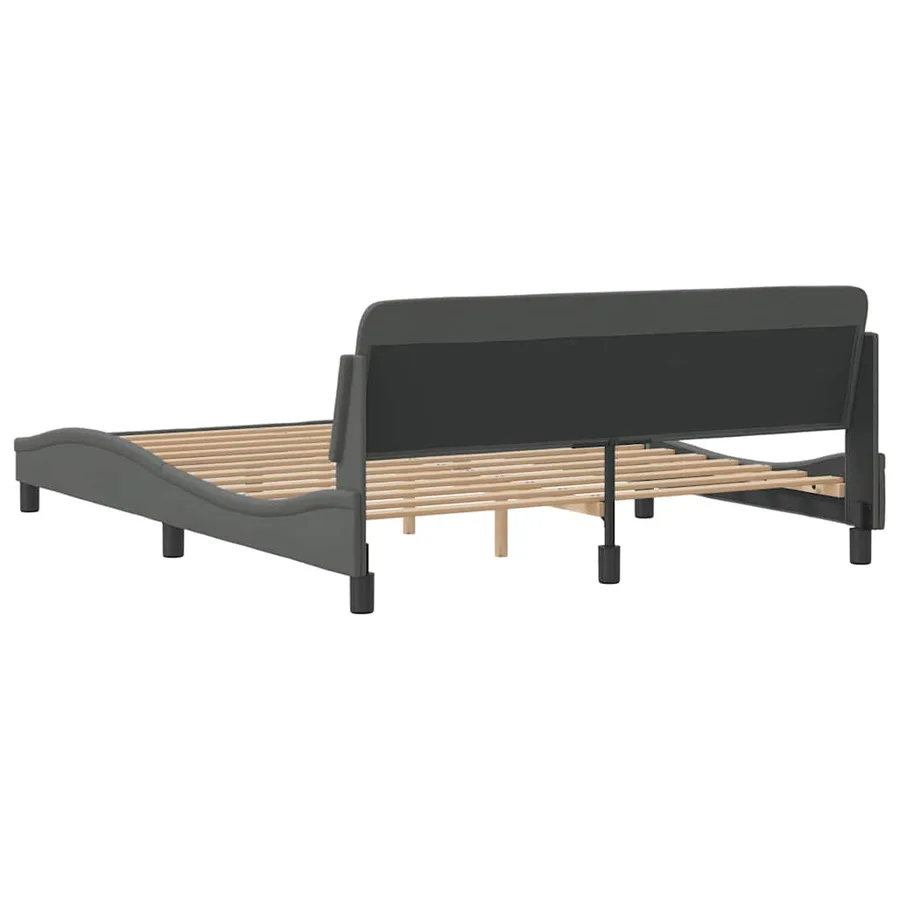 Cadre de lit Dover gris foncé 160x200 cm tissu - 6