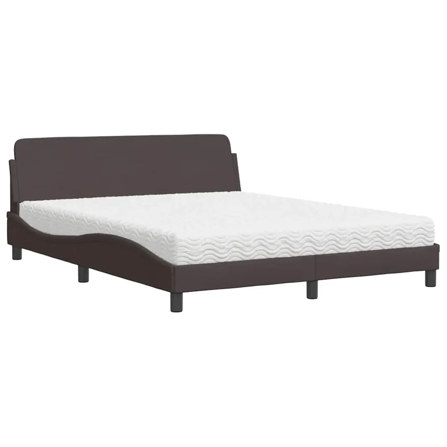 Lit avec matelas Dover marron foncé 160x200 cm tissu - 2