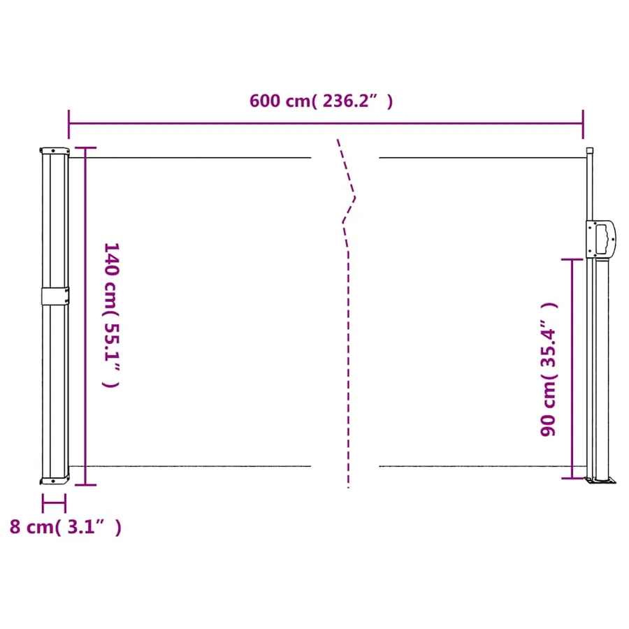 Store latéral rétractable Anthracite 140 x 600 cm - 11