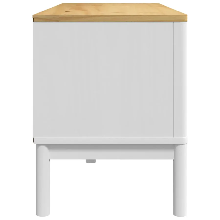 Meuble TV FLORO blanc 114x43x55 cm bois massif de pin - 6