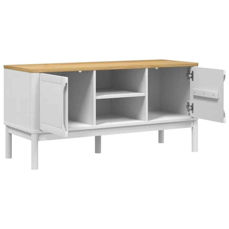Meuble TV FLORO blanc 114x43x55 cm bois massif de pin - 8