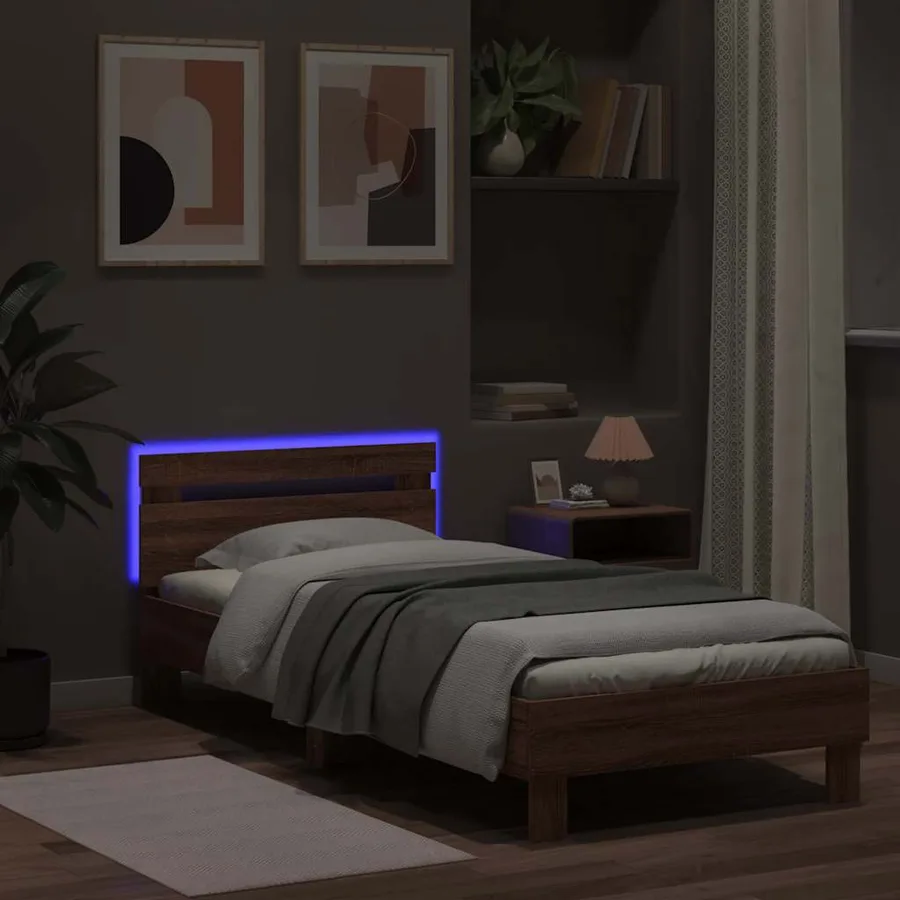 Cadre de lit sans matelas avec lumières LED 75x190 cm - 5