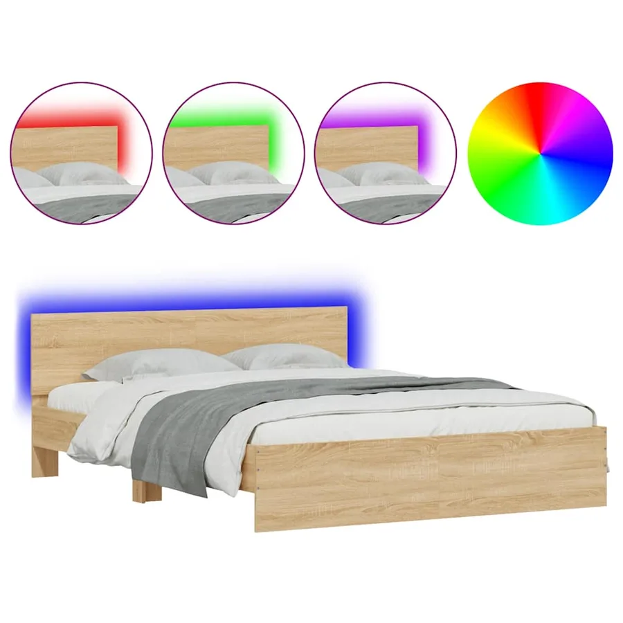 Cadre de lit avec LED sans matelas chêne sonoma 150x200 cm - 2