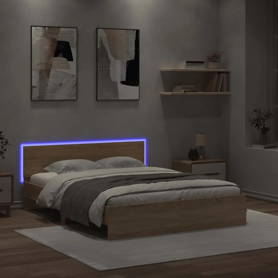 Cadre de lit avec LED sans matelas chêne sonoma 150x200 cm - 4
